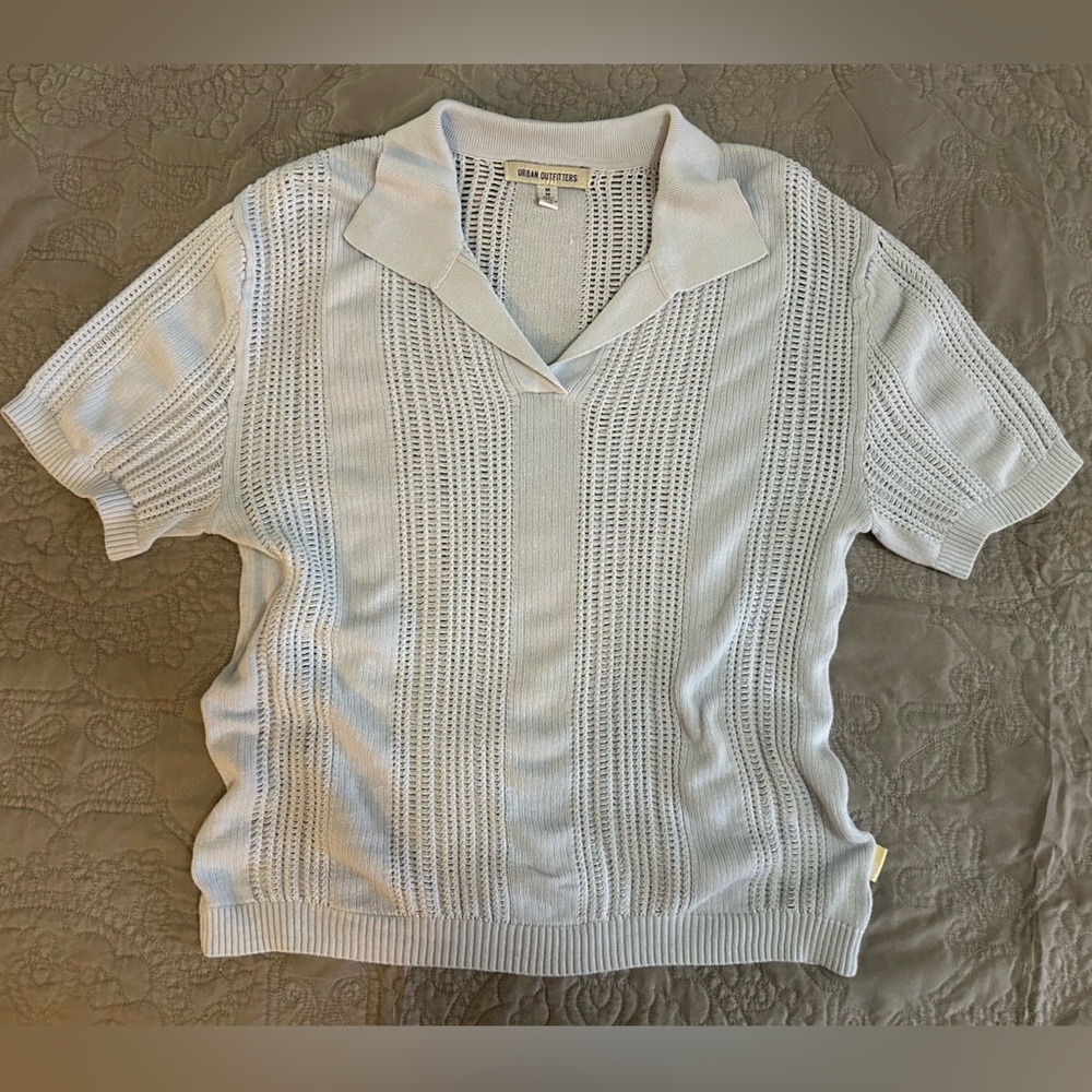 Urban Outfitters Light Blue V-Neck Polo